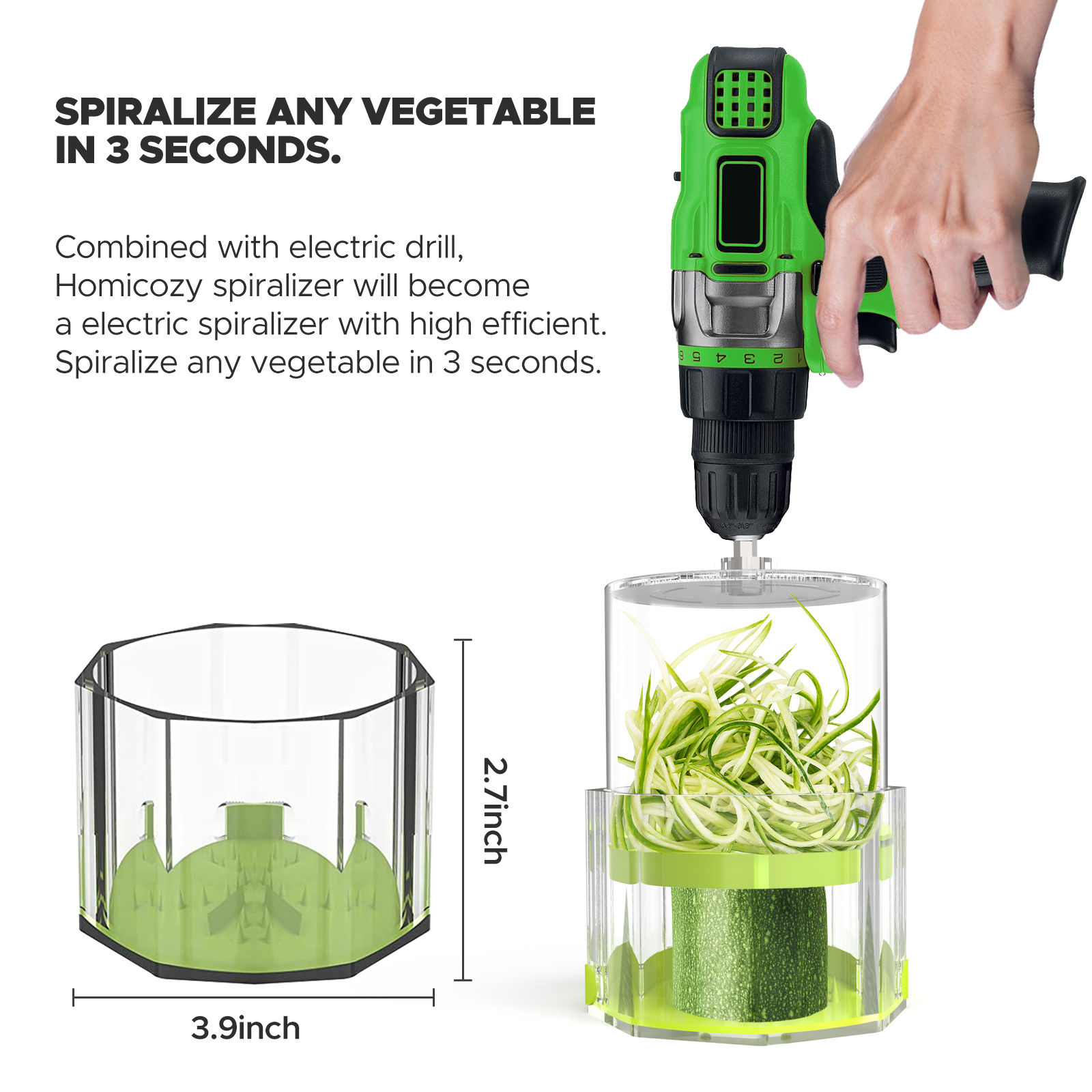 Cucina a spirale vegetale a spirale cucciolo cucumero di carota cucumero 3 in1 vegetale pinza trapano elettrico