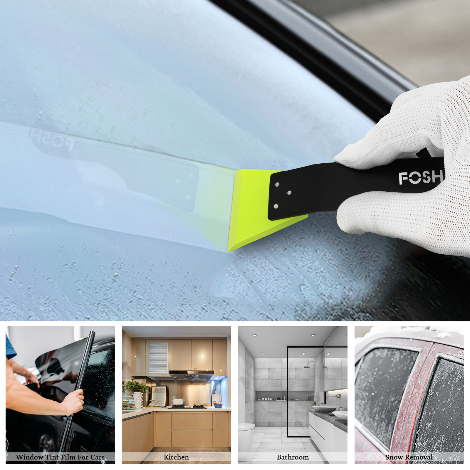 Foshio 1/metalen handgreep Rubberen mes Knijpe auto Film Corner Wrap Window Tint Gereedschap Waterverwijderaar Huishoudelijke reinigingsschraper