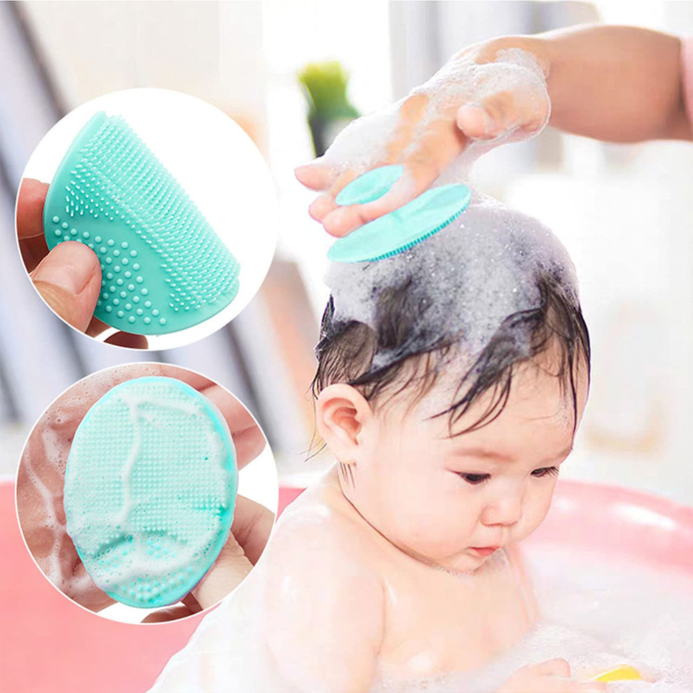Baby Silikonbad Pinsel Cradle Cap Scrubber Peeling und Massieren von Pinsel Kopfhautpflege für Haarpflege und Körperpflege