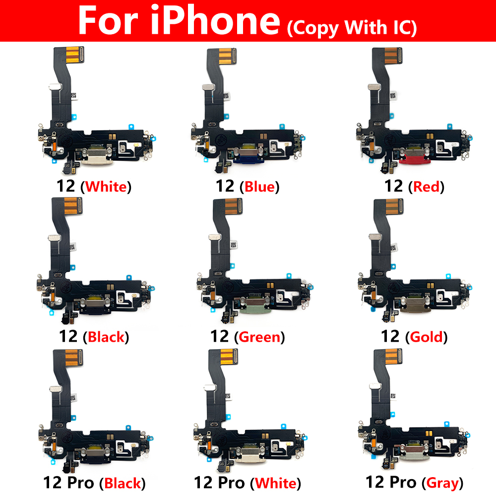 Nouveau USB Micro Charger Charging Port Dock Connecteur Microphone Board Flex Cable pour iPhone 12 Pro Max 12 Mini Copie avec IC