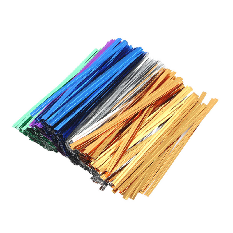Gold Silver Tie Silk Candy Cake Packaging Metal Wire Tie Strips 6/8/10/12/15CM Gift Packaging Bag Fastening Supplies