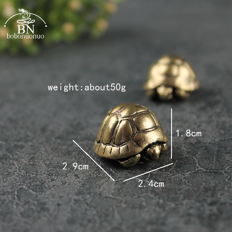 Heavy Ball Shape Turtle Miniatures Figurines Antique Metal Brass Animal Tortoise Small Statue Tea Pet Table Ornament Home Decors