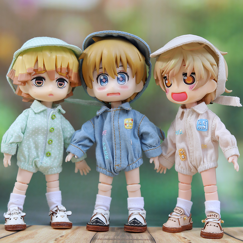 Handmade Ob11 Dolls Baby Romper Doll Cute Pajamas Set Dolls Clothes With Hat Accessories For Ob11,Molly, Gsc,Body9 1/12 Bjd Doll