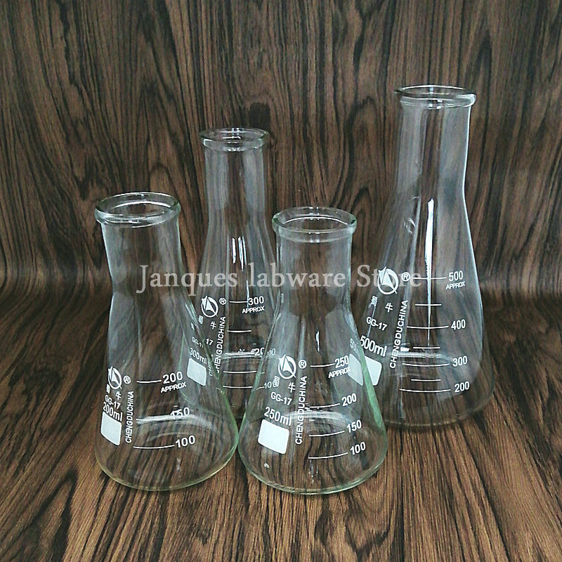 50 ml tot 1000 ml Erlenmeyer borosilicaat glas kolf brede nek kolf conische driehoekige flesfles laboratorium chemische apparatuur,