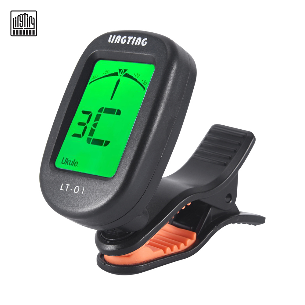 Lingting LT-01 Mini Clip-On Digital Electronic Tunner Rotation 360 ° avec 2 écran LCD de rétroéclairage pour le violon de la guitare basse ukulélé