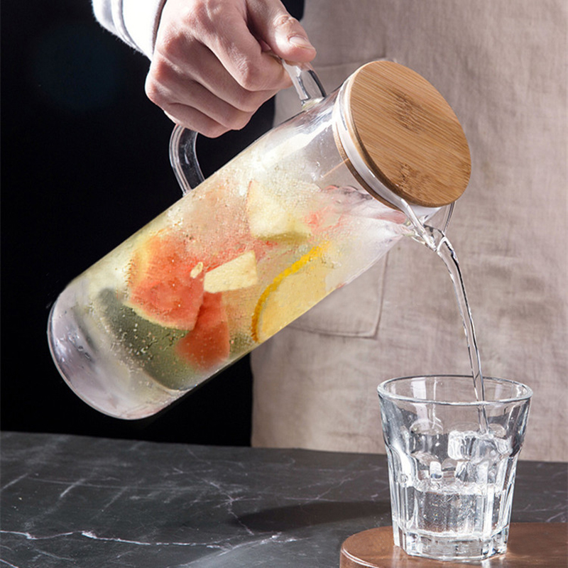 ヨムディッド透明な水筒ガラスティーポットフルーツフラワーティーポット大容量水差しケトル飲酒ジュースコーヒーボトル