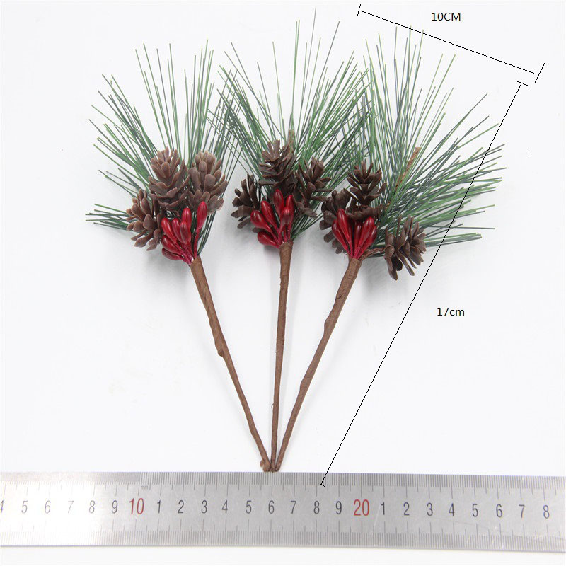 Branche à aiguille de pin bricolage artificiel Disposition d'arbre de Noël Christmas Cranberry Pine Cone Gift Box Bouquet Decoration