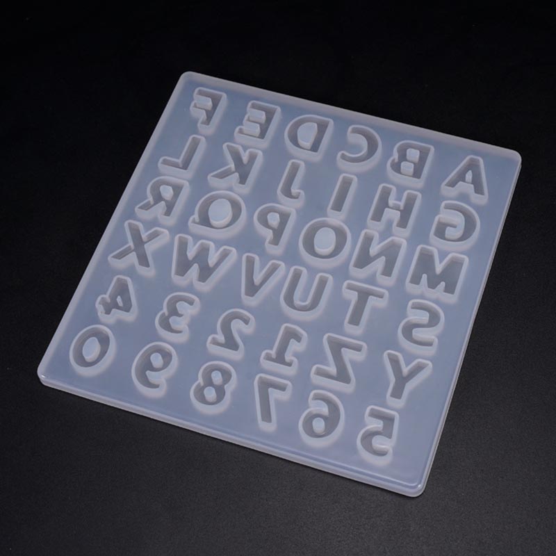 Crystal Epoxy Resina transparente molde grande alfabeto/pequeno alfabeto Número de letra de letra de silicone molde multiuso diy