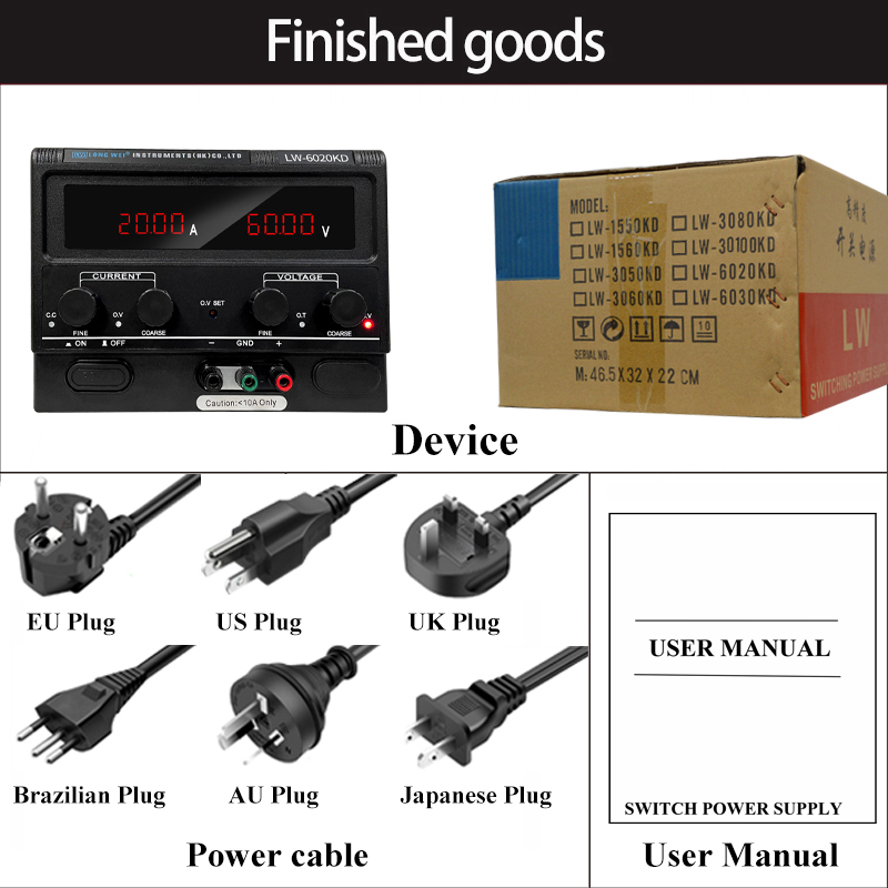 Longwei6020KD 60V 20A 30V 20A 15V 30A Regulowane ławce Laboratorium zasilające DC Regulowane 1200 W Laboratoryjne źródło zasilania DC