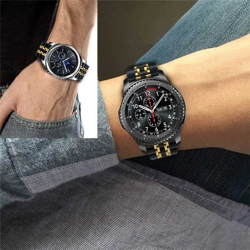 Oglądaj pasy 22 mm 20 mm dla Samsung Galaxy Watch 3 41 45 mm Gear S3 46 mm 42 mm zegarek ze stali nierdzewnej do Amazift Metal Branseletl2404