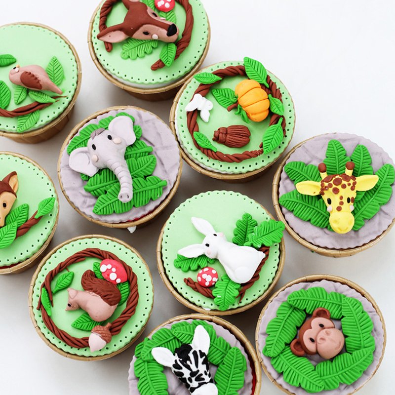 Jungle Wild Animal 3D Torta 3D Foglie di tartaruga Foglie di fondente silicone Strumento di stampo bambini la festa bambini Decorazione