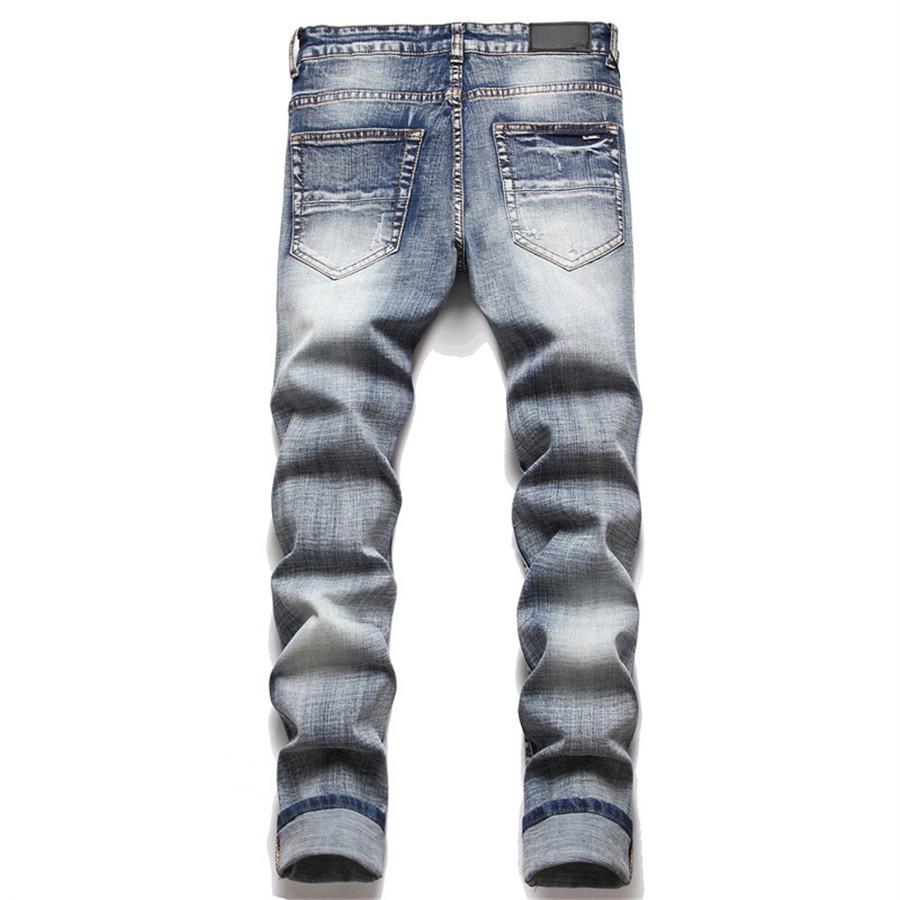Jeans masculin mens en jean européen hommes pantalon élastique slim fit hole long pantalon pantalon masculin pantalon
