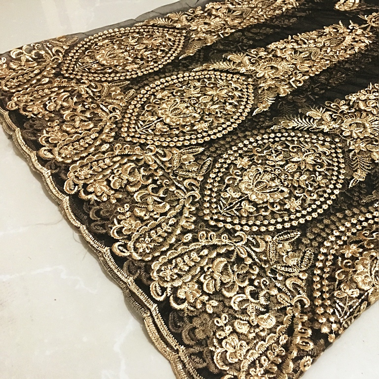 Новая сетчатая кружевная золотая вышиваная ткань высококачественная специальная одежда