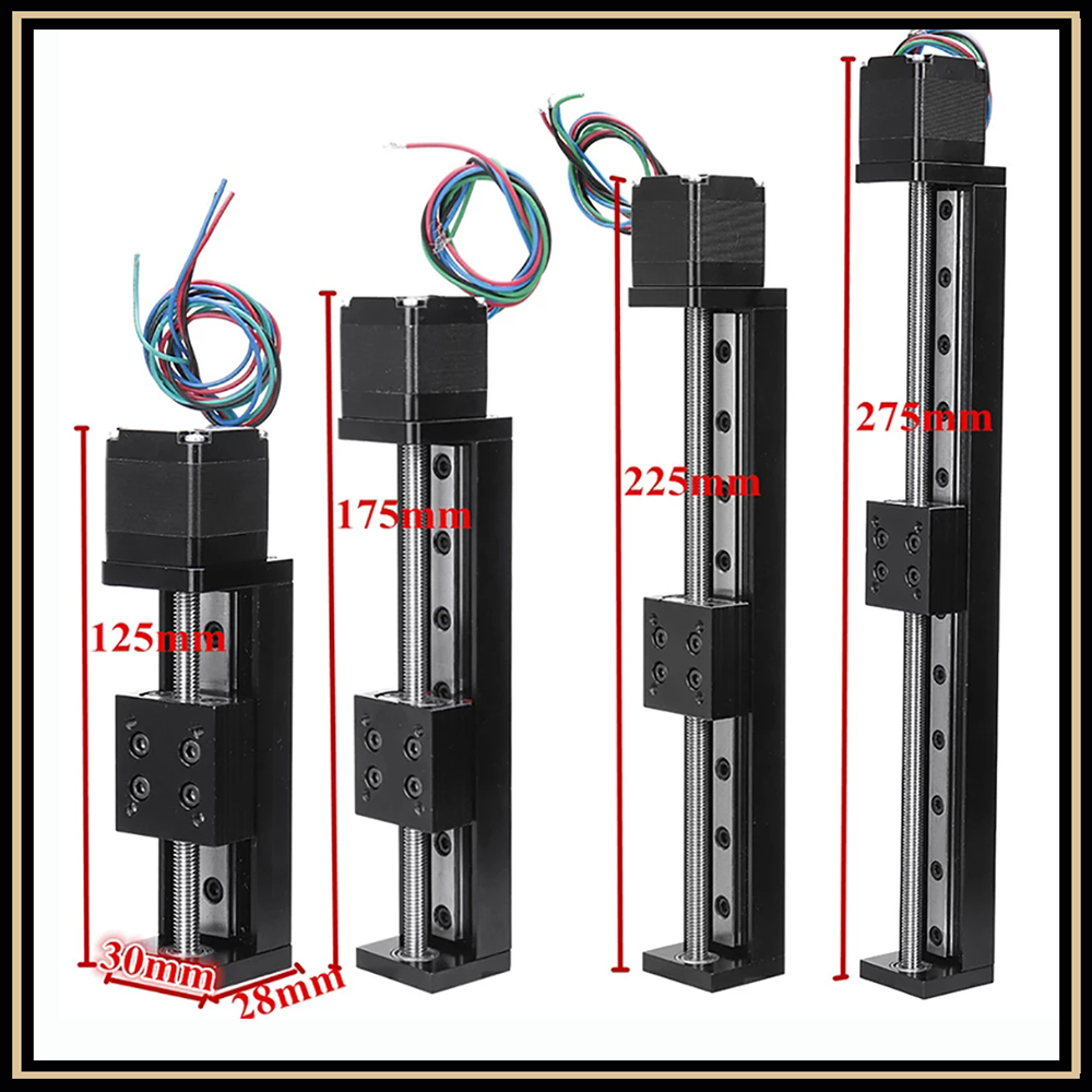 Guías lineales de tabla Etapa deslizante 50 ~ 300 mm Pitch de carrera 1-12 mm Kits de controlador de motor de riel lineal Piezas CNC para impresora 3D XYZ