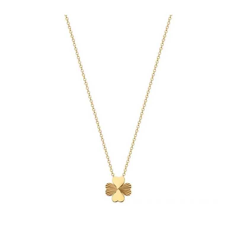 Hanger kettingen Lucky Four Clover ketting voor vrouwen roestvrijstalen bloem hanger Gold kleur kettingen mode bruiloft sieraden 2023 groothandel 240410