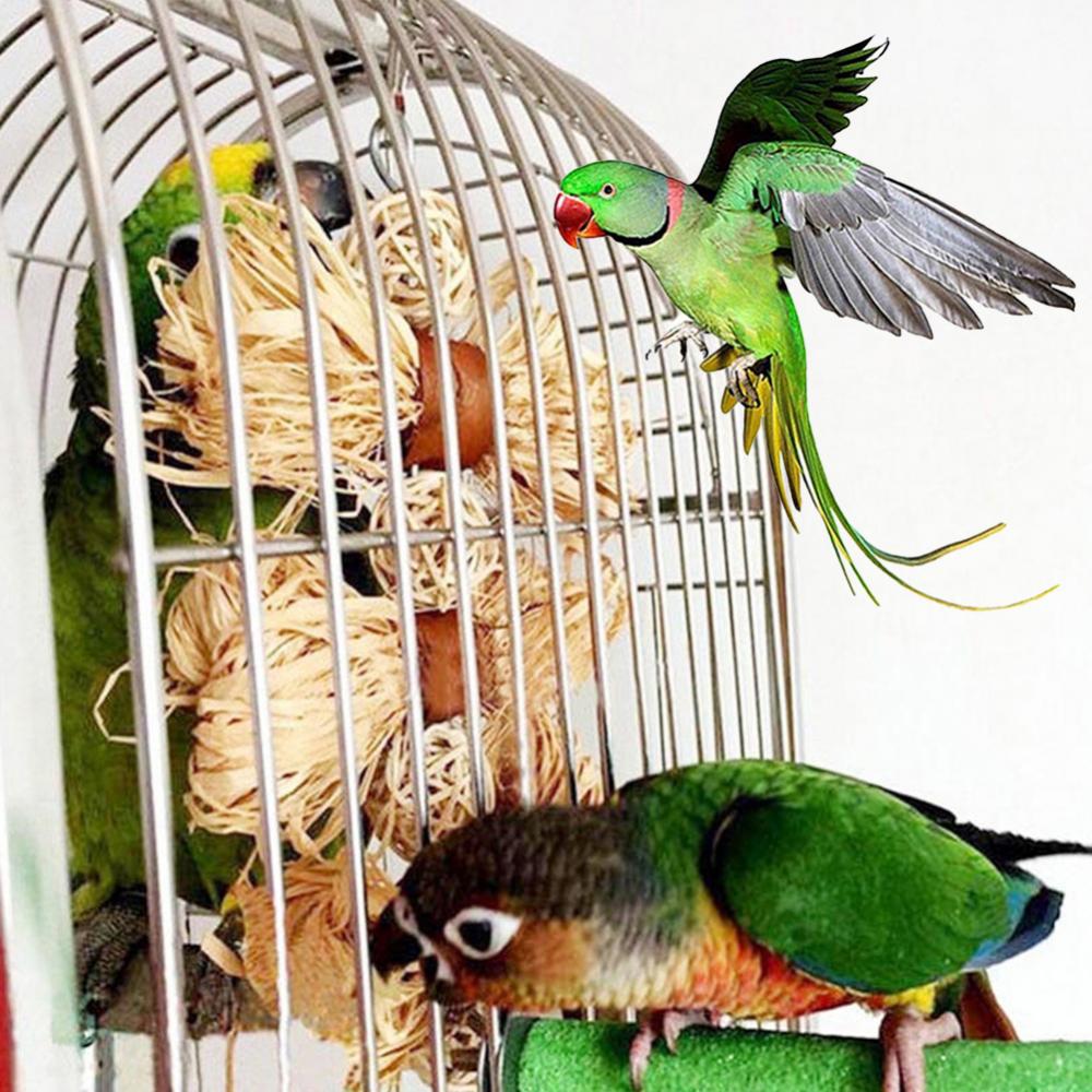 1st Pet Pet Bird Parrot Loofah Vine Rattan Ball Bell Swing Hanging Cages Tugga Bite Toy Vogel Speelgoed Parrot Accessories