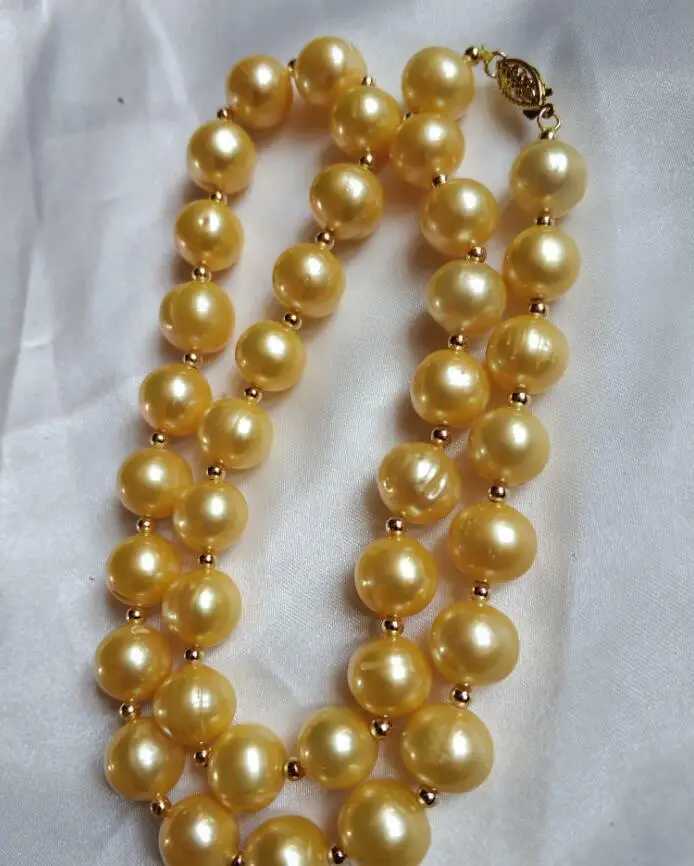 Collane a sospensione Bellissime AAA+ 18 11-12mm Nea Natural South Sea Golden Pearl Necklace 14K Gold Clover Necklace 240410