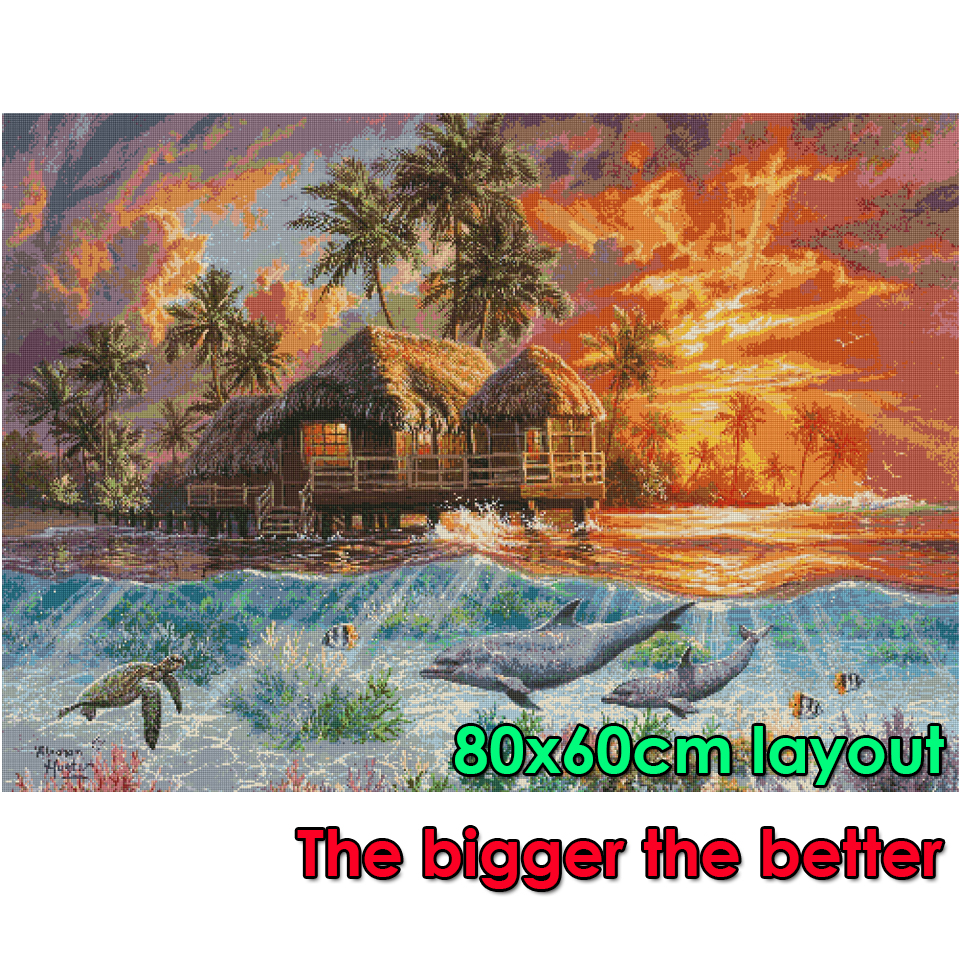 Full Drill 5d Diy Diamond Painting Wunderschöne Küstenlandschaft Stickerei Diamant Mosaic Cross Stitch Papageien Beach Kits T1095