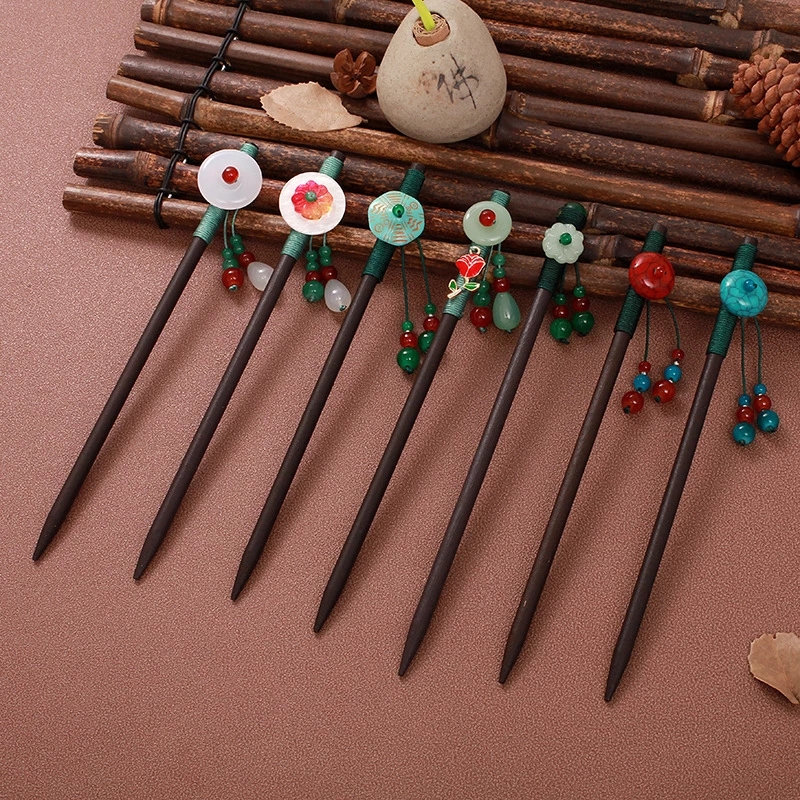 Vintage houten bloem haarspel voor vrouwen antieke haarstick voor meisje haarclip kostuum Chinese haaraccessoires haarspelden kopstuk