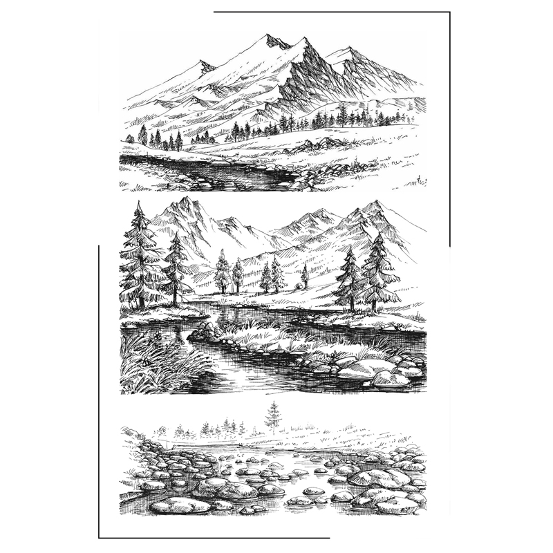 Mountain Tree Landscape Clear Stamps Scrapbooking Crafts Décorer l'album photo album CARTES DE MAIS