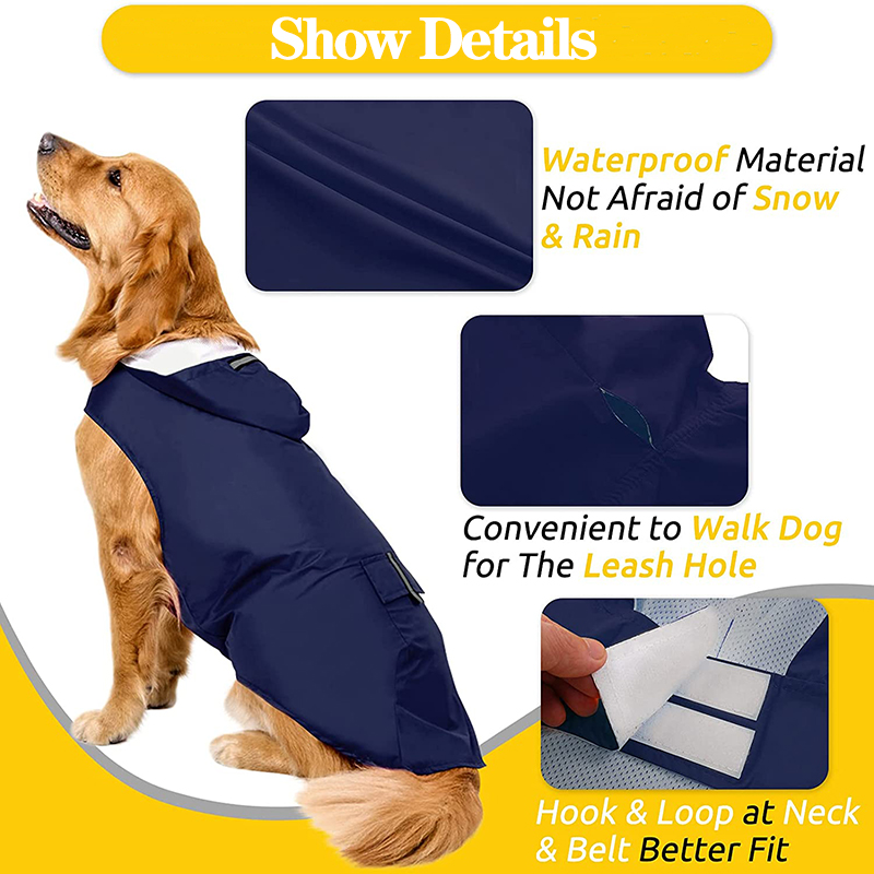 Chien réfléchissant Raincoat Termoneproof Dog Vêtements pour de petits chiens à gros chiens Mabillement Golden Retriever Raincape Pug Chihuahua Pet Poncho