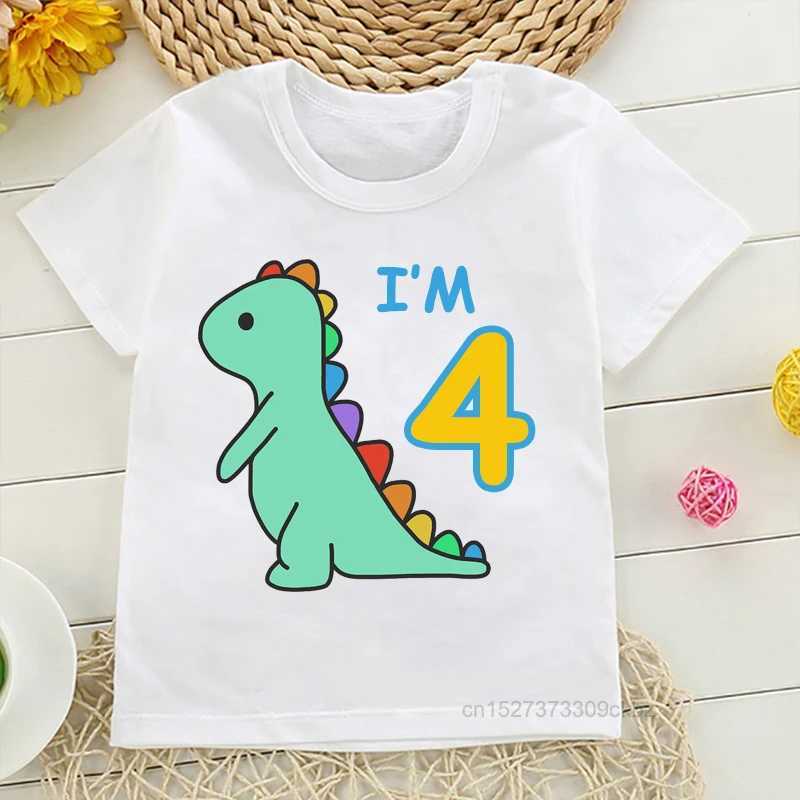 T-shirts enfants t-shirt arc-en-ciel à l'échelle dino im 1 à 9 ans imprimé garçons t-shirts fille vestime enfants joyeux anniversaire