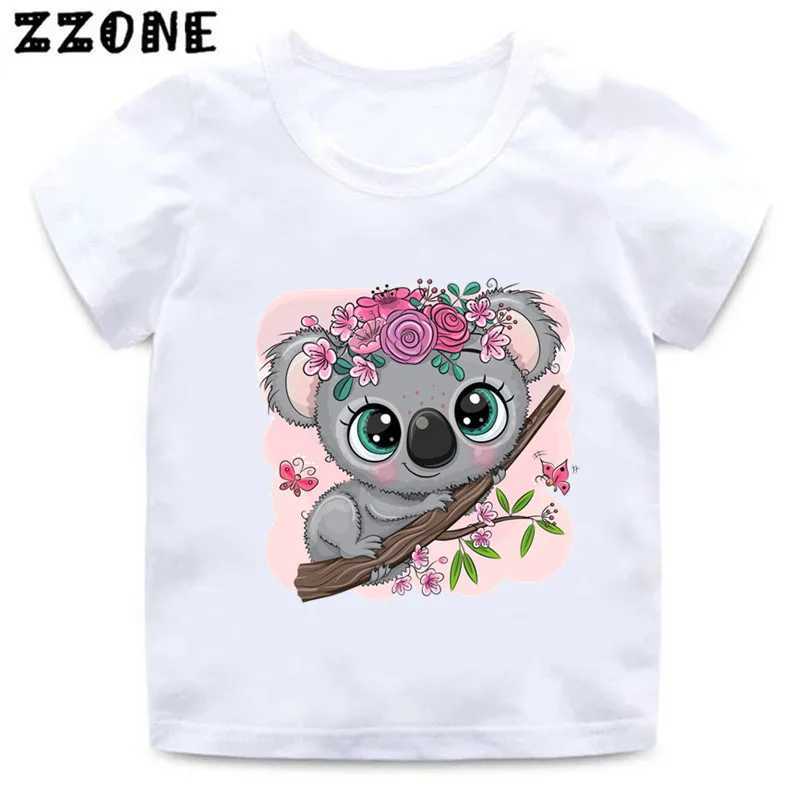 T-shirts kinderen grappige dieren t-shirts schattige koala drive een auto cartoon grafische meisjes kleding zomer baby jongens t shirt kinderen topsoo5445 240410