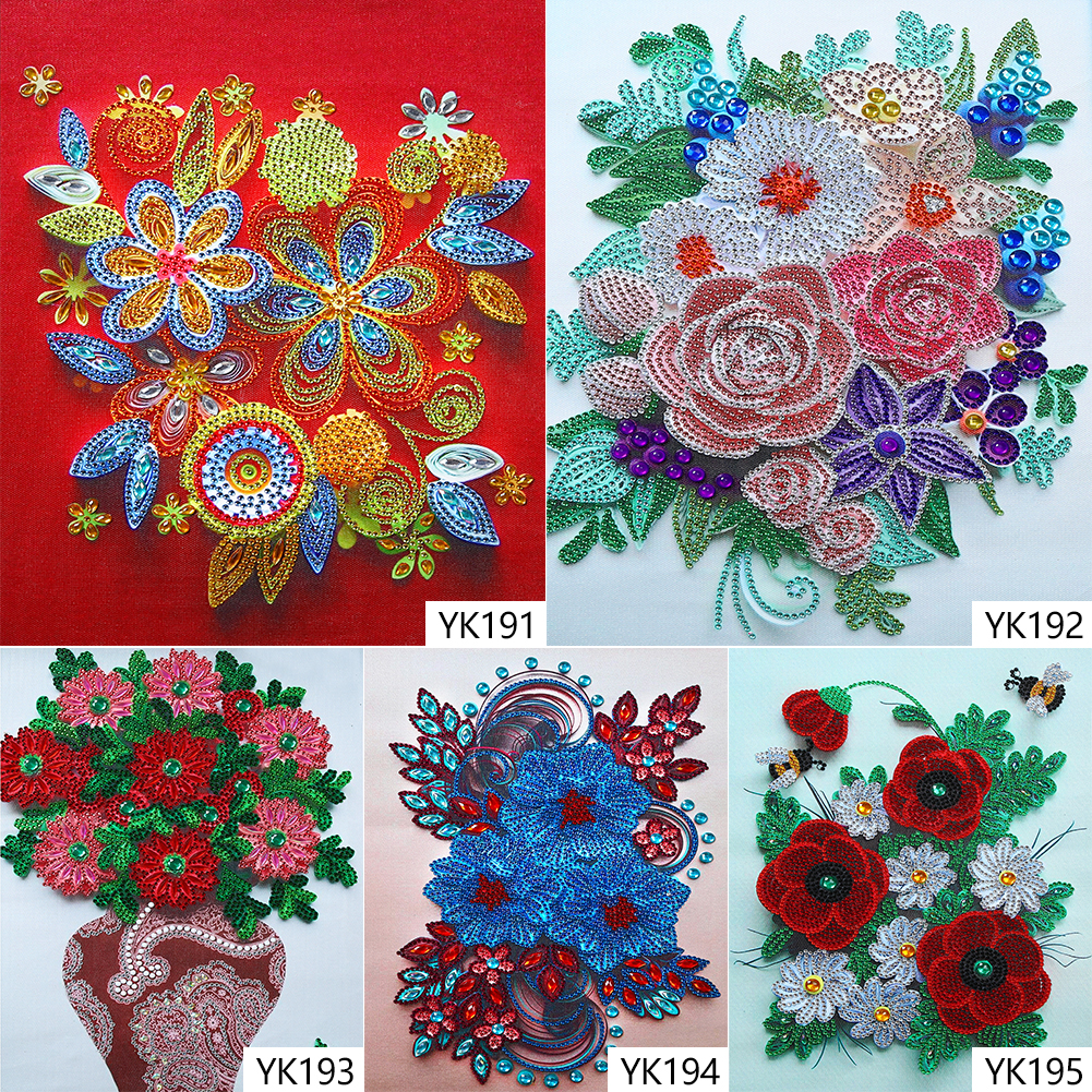 Peinture de diamant 5d bricolage quilling papier peinture fleurs spéciale forme partielle forage de forage en mosaïque