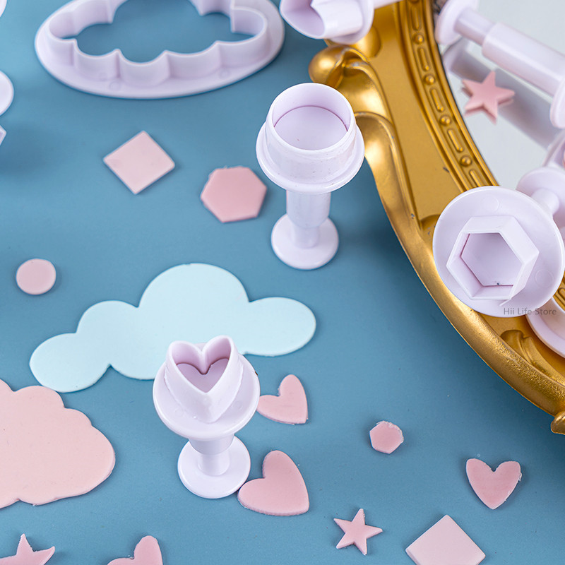 Cloud Mold Clay Polymer Heart-shaped Star Printing Cutting Mold DIY Ceramic Clay Sculpture Geometric Figure Modeling Tool