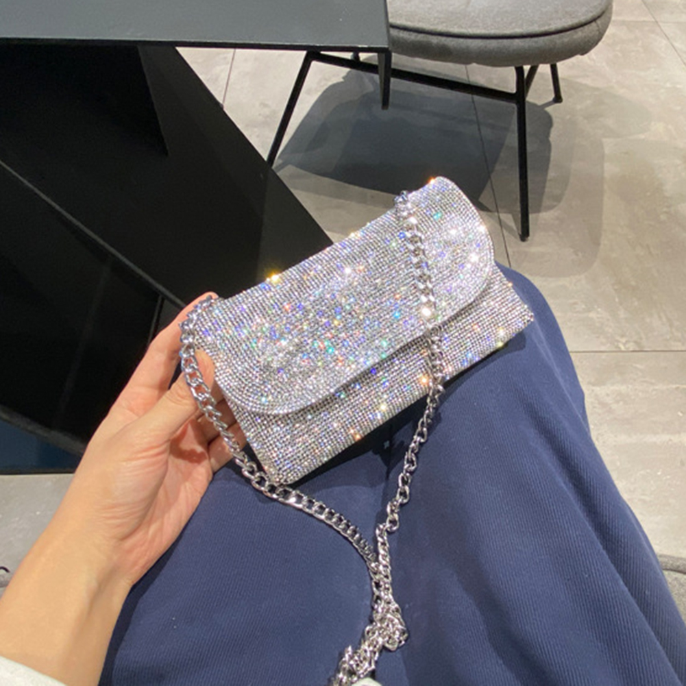 Mini Bling Rhinestone Shoulder Påsar för kvinnor 2023 Enkuvert Handväska Luxur Designer Diamond Evening Bag Koppling Purses Crossbody