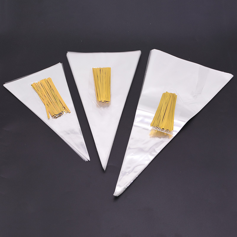 50 шт. S/M/L Прозрачные конусы пакеты прозрачные виолончелистые пластиковые подарочные пакеты сладости обработать пакеты золоты
