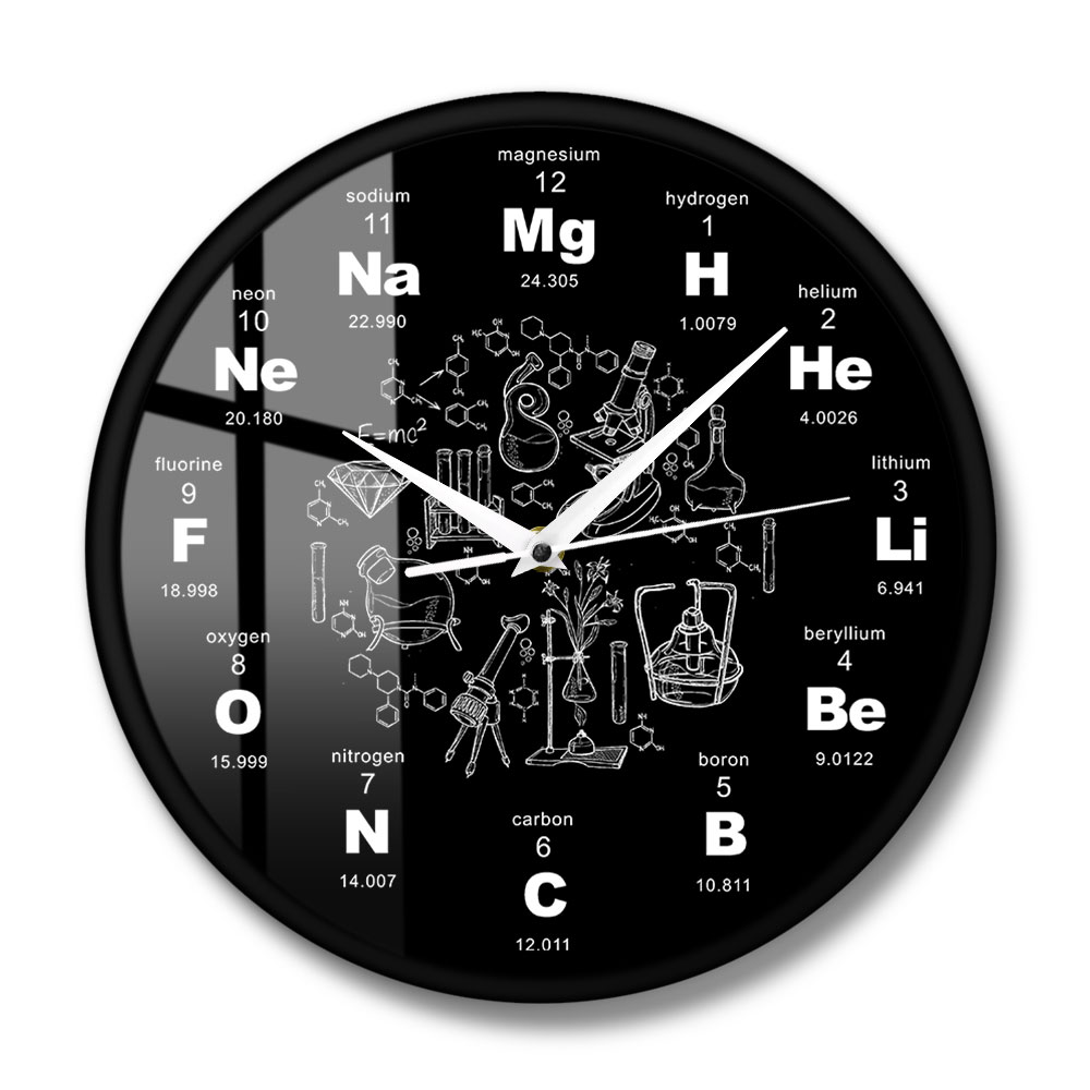 Periodic Table Of Elements Wall Art Chemical Symbols Wall Clock Educational ElementaL Display Classroom Clock Teacher's Gift