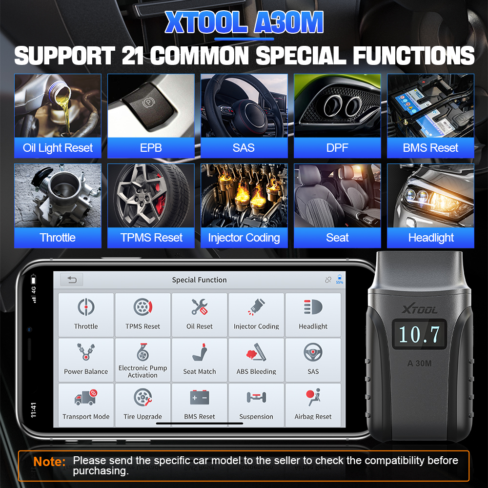 Xtool AnyScan A30m OBD2 Scanner Bluetooth Car Diagnostic Tools voor Android/iOS Bidirectionele testcode Reader gratis update