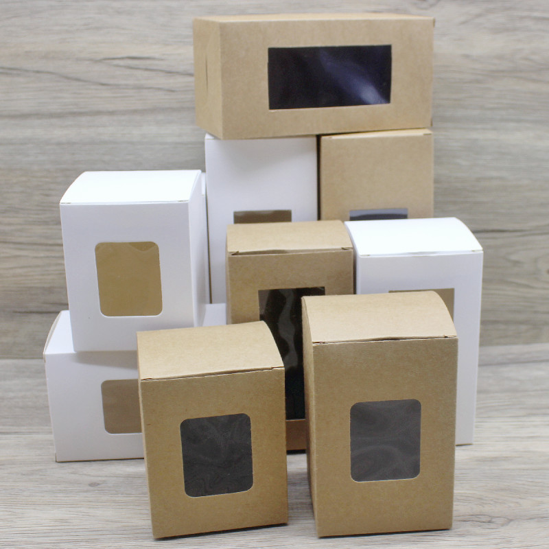 Neue Rechteck Fensterbox 6x6/7x7/8x8/9x9x Hochpapierpaket Box Weiß/Kraft Geschenke Süßigkeiten Hochzeit/Neujahr Gefälligkeiten Box