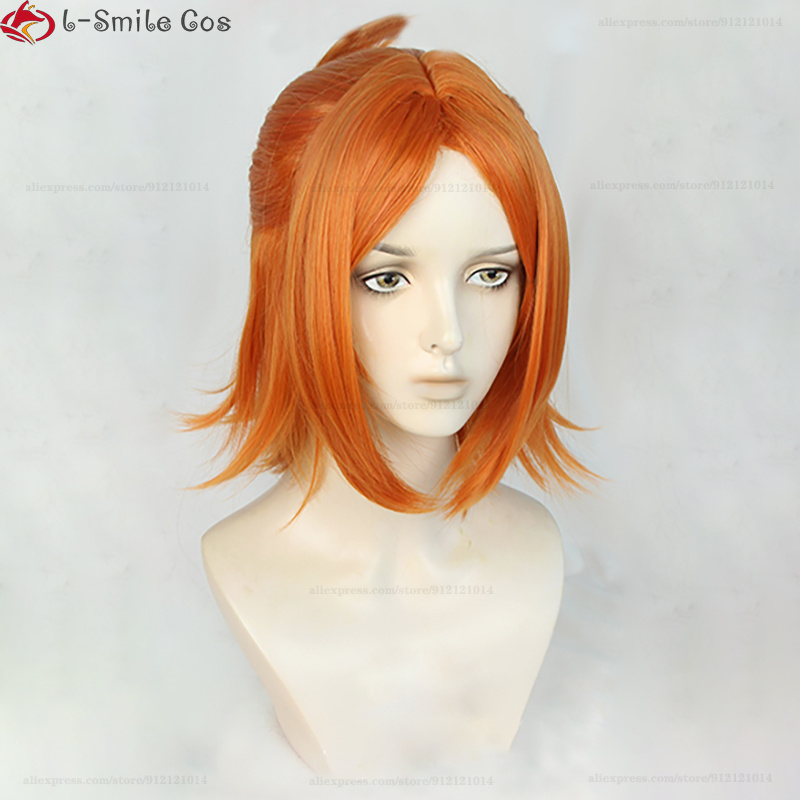 Jeu es 2wink aoi hinata aoi yuta cosplay perruque courte orange jaune résistant à la chaleur synthétique perruque + capuchon de perruque