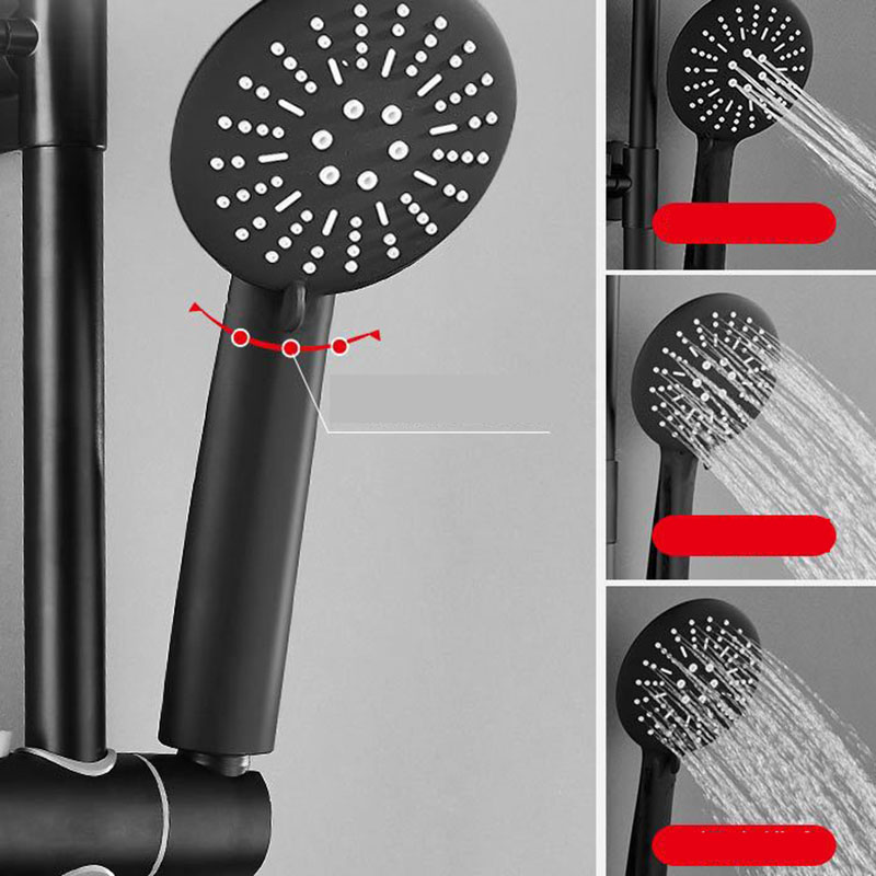 OUIO Black Bathroom Shower Faucet Set Wall Mount Rainfall Shower Head With Handheld Sprayer W/Shelf Bathtub Shower Mixer