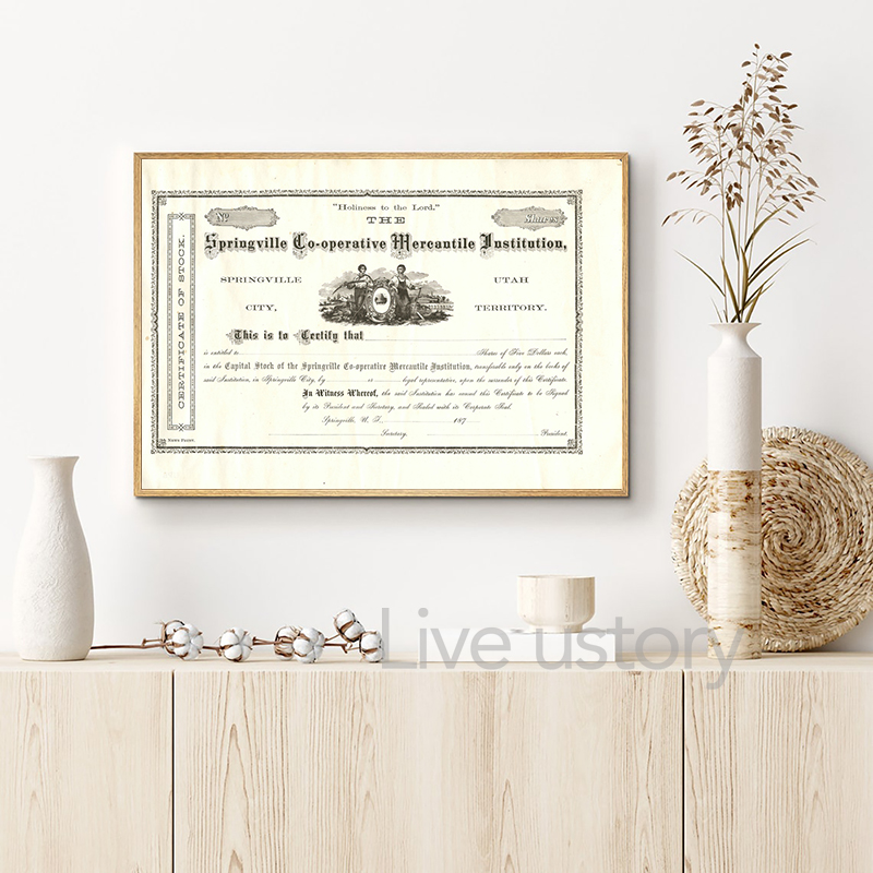 Vintage Stock Certificates Prints Historical Stock Market Certificate Posters Investor Gift Office Wall Canvas Painting Decor