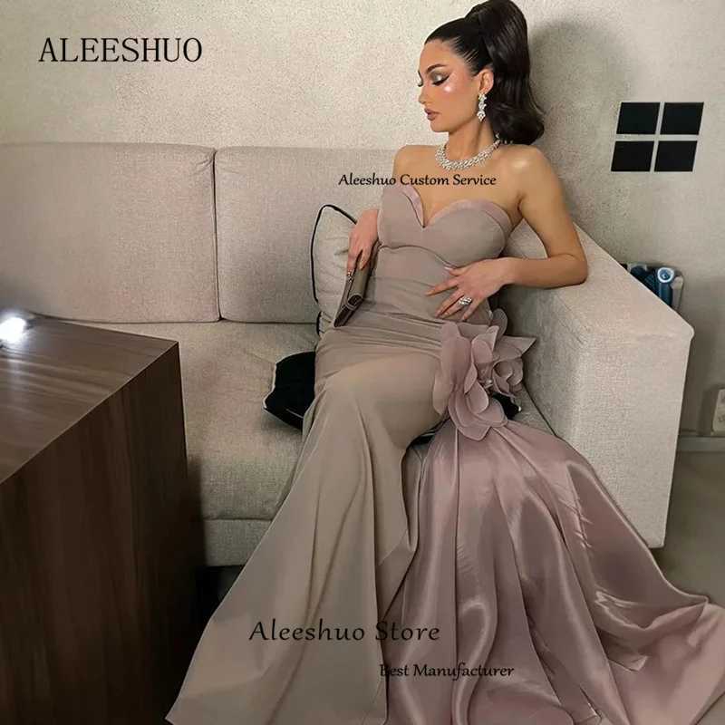 Urban Sexy Dresses Aleeshuo Modern Saudi Arabia Mermaid Prom Dresses Satin Sleeveless Evening Dress Pleat Sweetheart Floor-Length Formal Vestido 240410