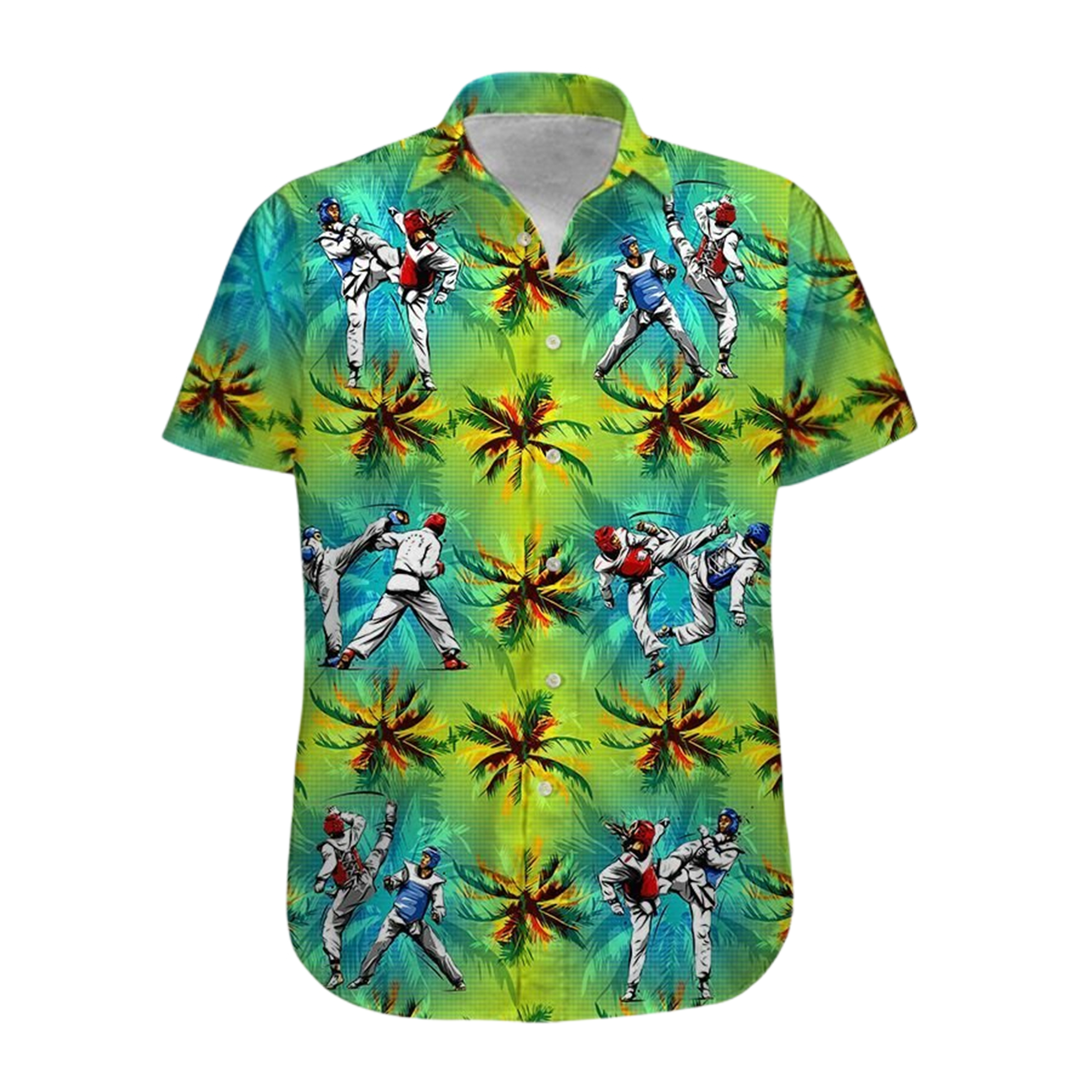 Taekwondo Colorful 3D Imprimé Mens Hawaiian Aloha Shirts mâle Luxury Camisa Summer Beach T-shirt Holid Unisexe T-Soi