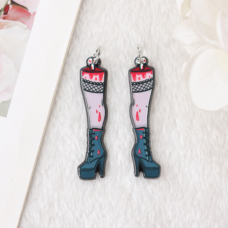 True Crime Charms créatifs acryliques colorés de coeur coeur jambes fille giroule collier pendentif bricolage accessoires