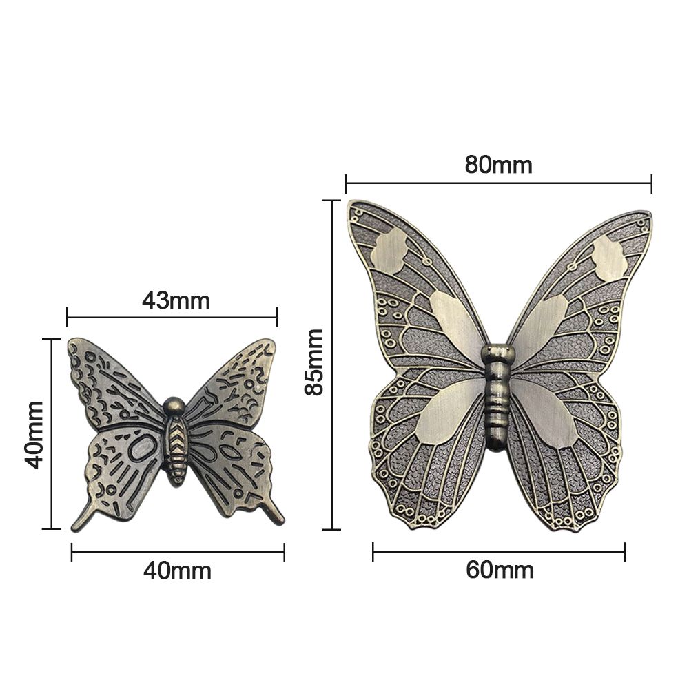 2 piezas Pandillas de cocina Vintage Cajón de la puerta del armario Tiras de las perillas del gabinete del mango de mariposa