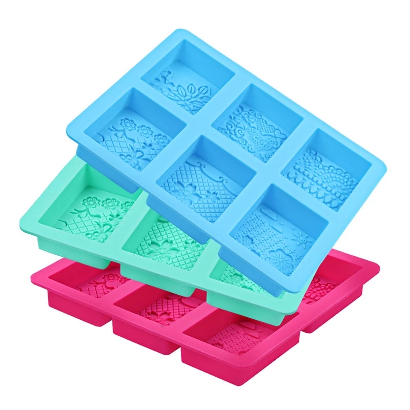 6 캐비티 실리콘 비누 곰팡이 라운드 타원 사각형 형태 수제 비누 금형 휴대용 고유 비누 만들기 도구