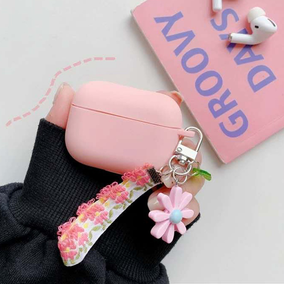 Pour Redmi Buds 4 Pro case mignonnez pêche douce / fleur Keychain Silicone Bluetooth Ecoutphone Box accessoires TPU