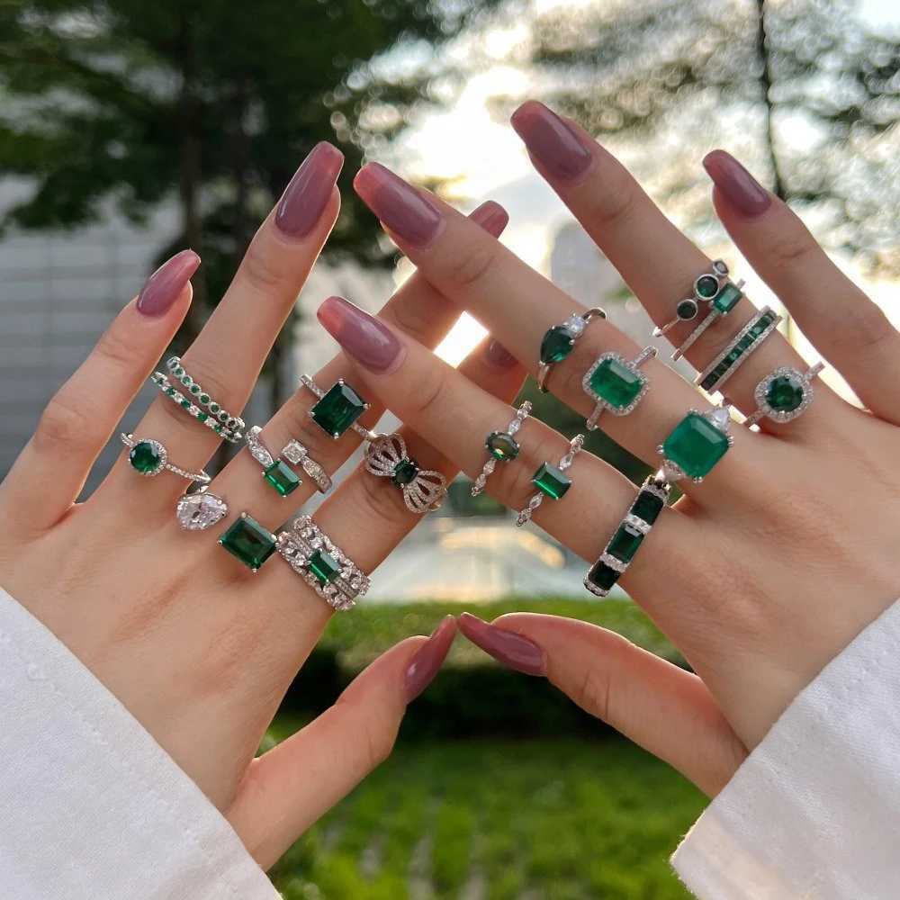 Bandringen Wong Rain Vintage 100% 925 Sterling Silver Jadeite High Carbon Diamond Ring Geschikt voor damesbetrokkenheid Sieraden Huwelijksgeschenken J240410