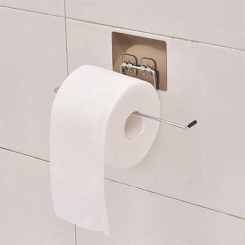 Supports de papier toilette porte-serviette en papier en acier inoxydable adhésif porte-toilettes en papier sans trou de punch de punch de salle de bain.