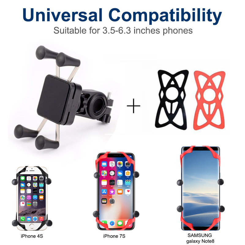 Support de téléphone Univerrola pour le guidon MotorcycleBike Secteur X-Clip GPS Mount Bracket, réglable, s'adapte à l'iPhone 11/11 Pro