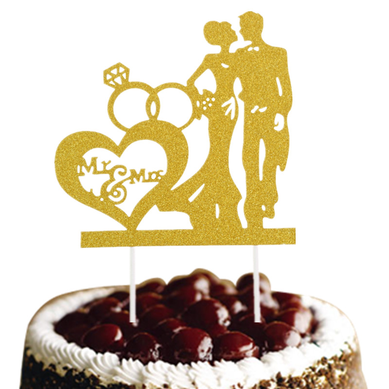 Mr Mrs Wedding Cake Topper Love Heart Diamond Cake Bands Bride Groom Wedding Party Cake Decor DECAZIONE DEGLI FLOGGIO DI GUARDA