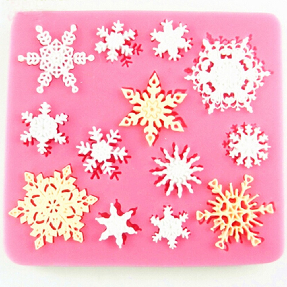 Snowflake silikonowa pleśń DIY Party Cupcake Topper Fondant Cake Dekorowanie Narzędzia cukierki polimer