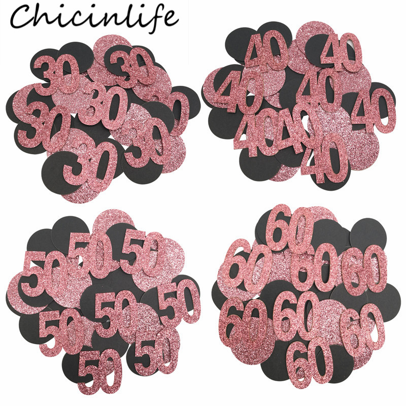 Chicinlife 1Bag Number 30 40 50 50 anni Confetti Happy Birthday Party Decor 30th Birthday Anniversary Table Scatters Supplie