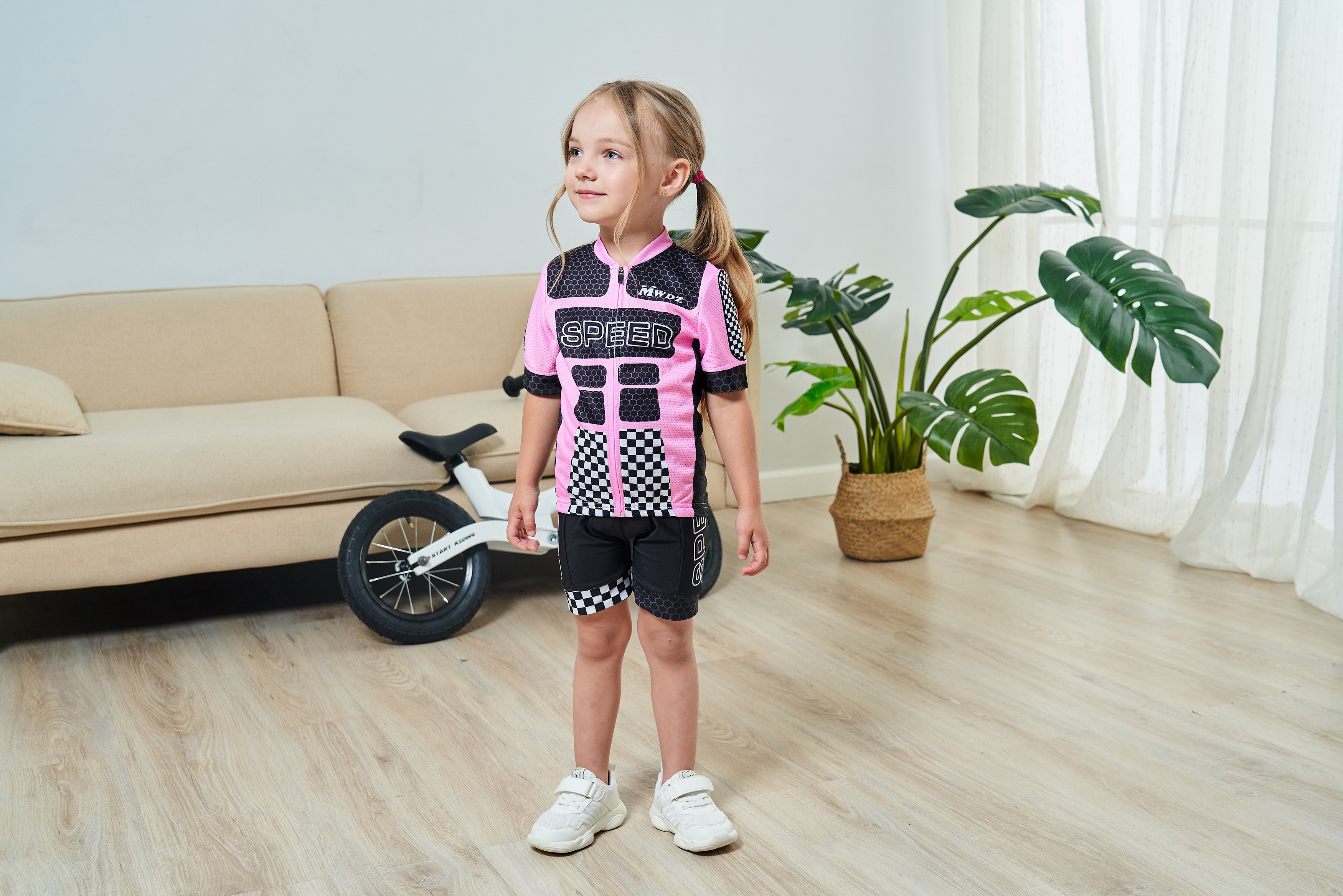 2022 어린이 밸런스 자전거 자전거 타기 의류 짧은 슬리브 사이클링 저지 아이 여름 스포츠 소녀 자전거 의류 세트